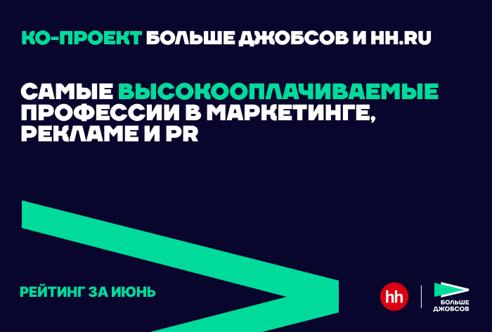 Топ-10 высокооплачиваемых вакансий июня в рекламе, PR и маркетинге — подборка hh.ru и «Больше джобсов»